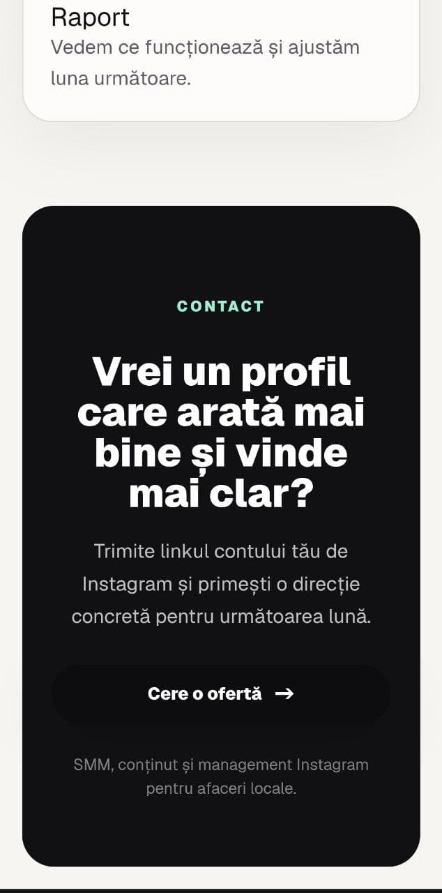 Sectiune contact landing page SMM