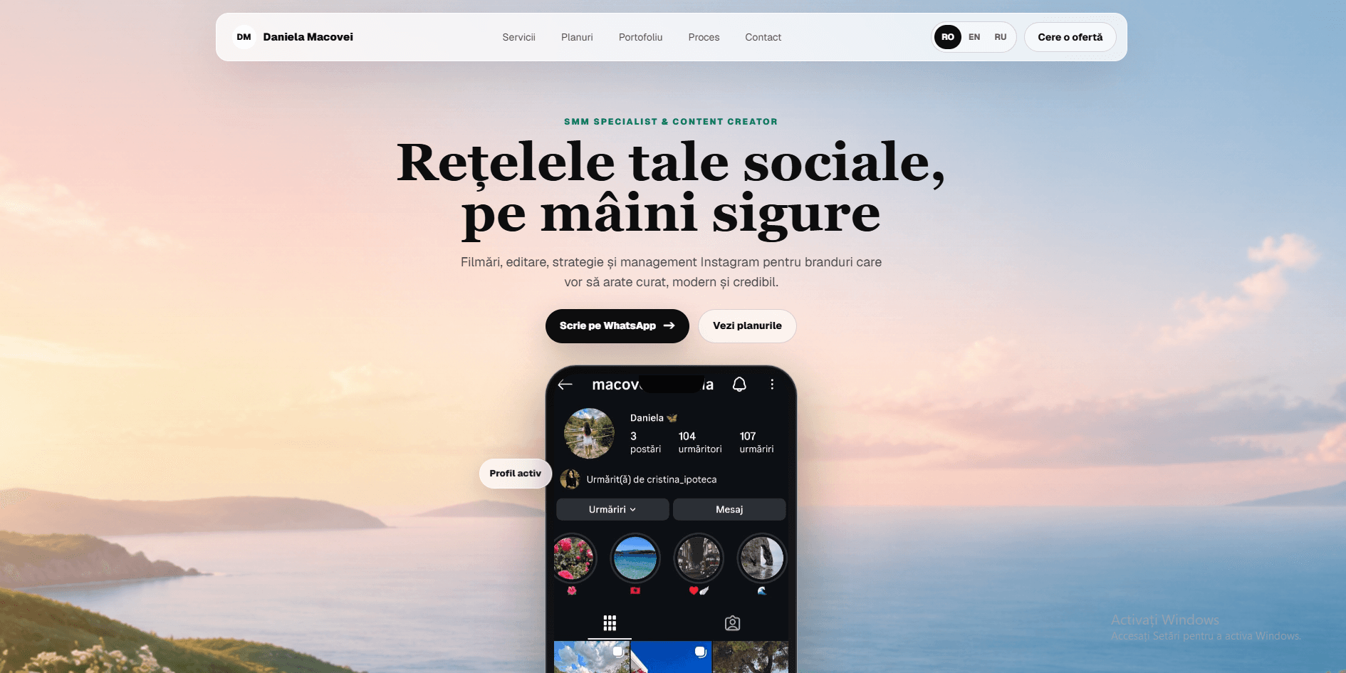 Website premium pentru brand personal