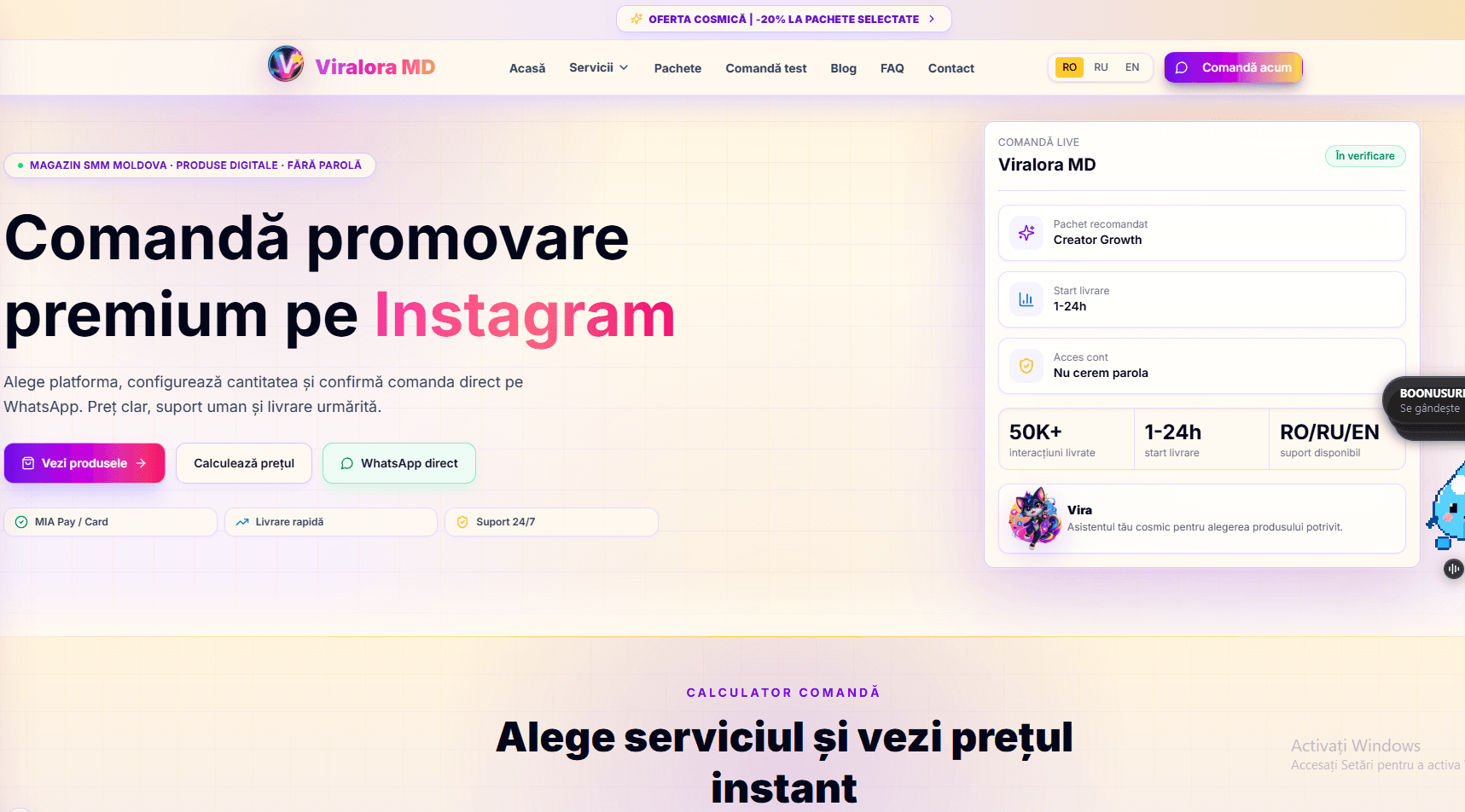 How we built Viralora MD: an SMM platform with digital products, order calculator and fast WhatsApp flow